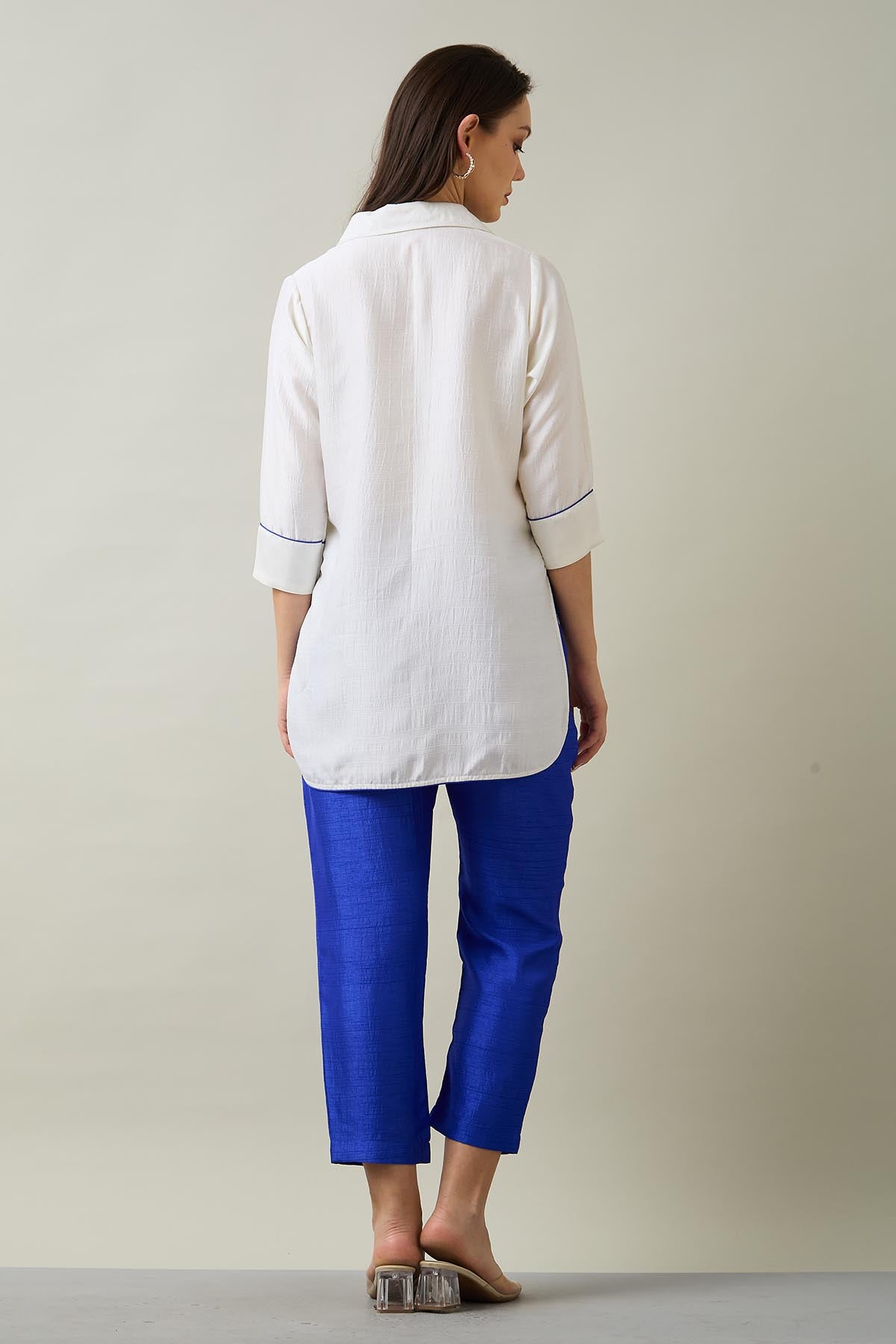 White Silk Short Tunic & Pants