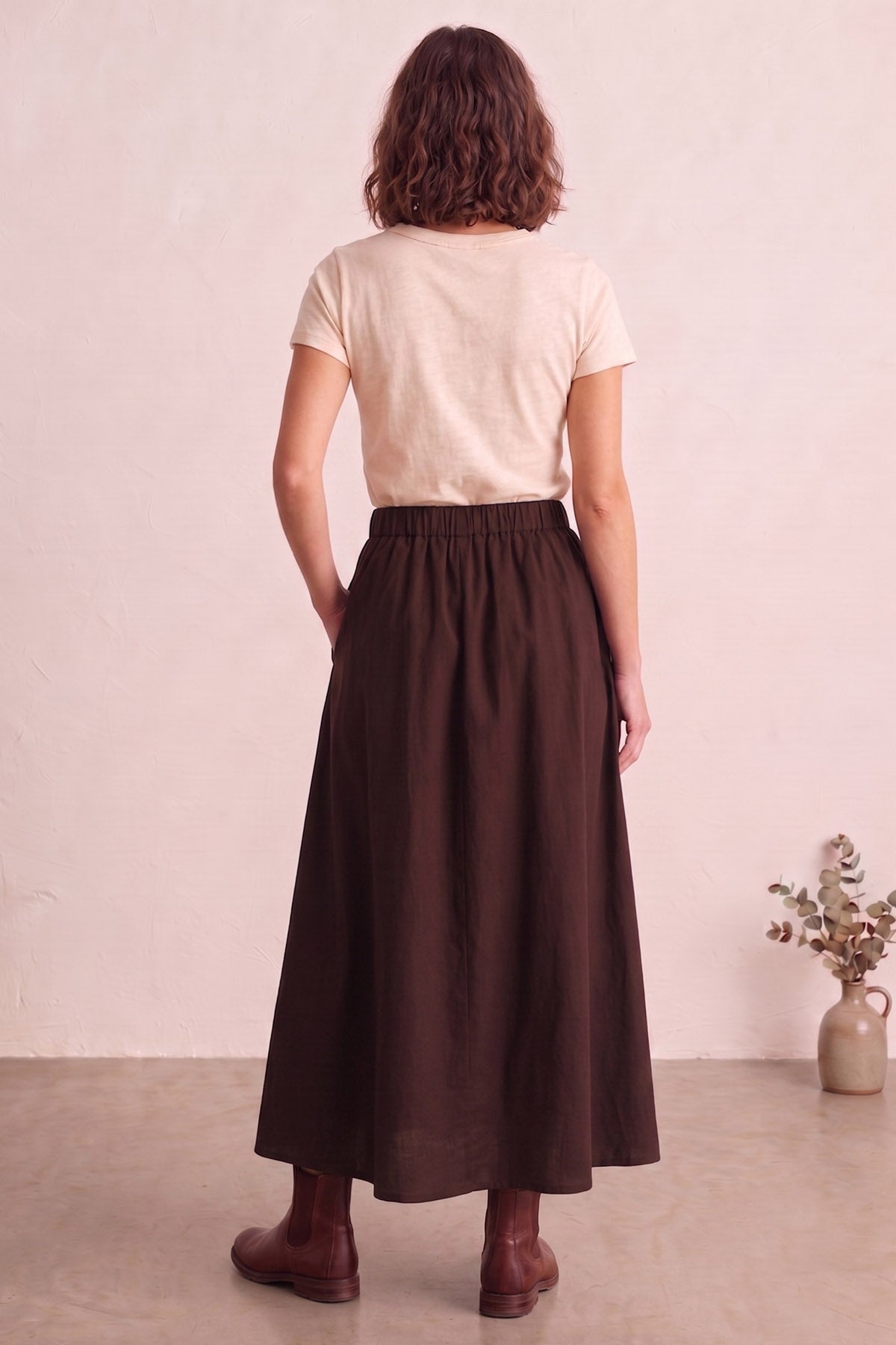 Wine Ankle Length Flare Skirt