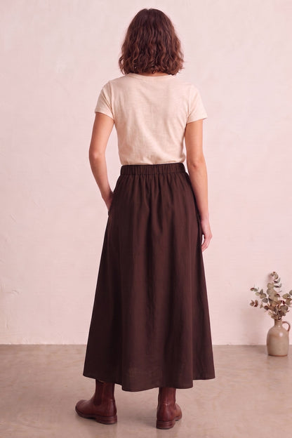 Wine Ankle Length Flare Skirt