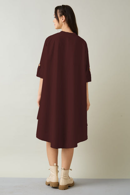 Wine Cotton Oversized Dress