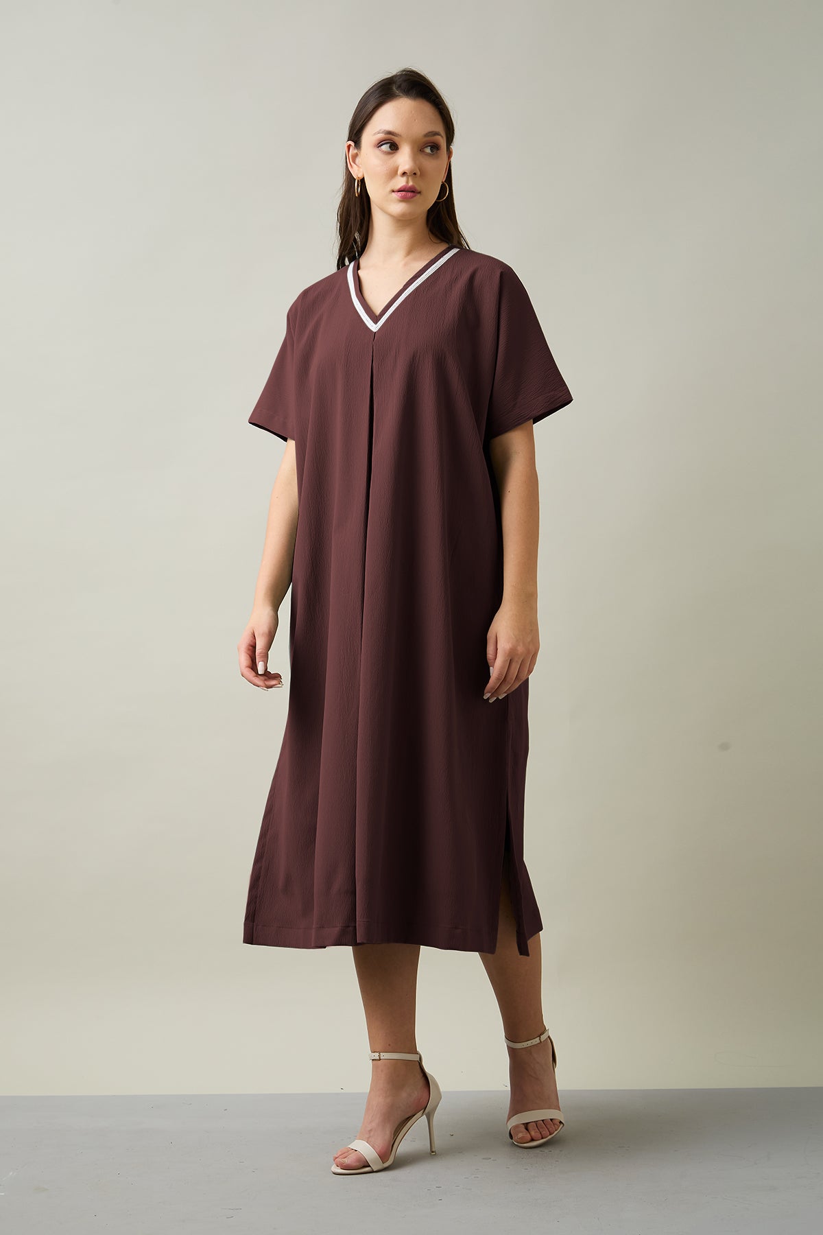 Wine Relaxed Fit Midi Dress