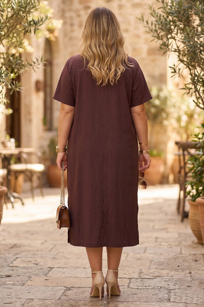 Wine Relaxed Fit Midi Dress