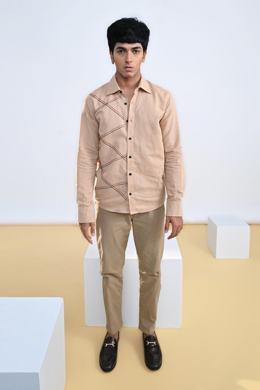 Zig Zag Lines Embroidered Shirt