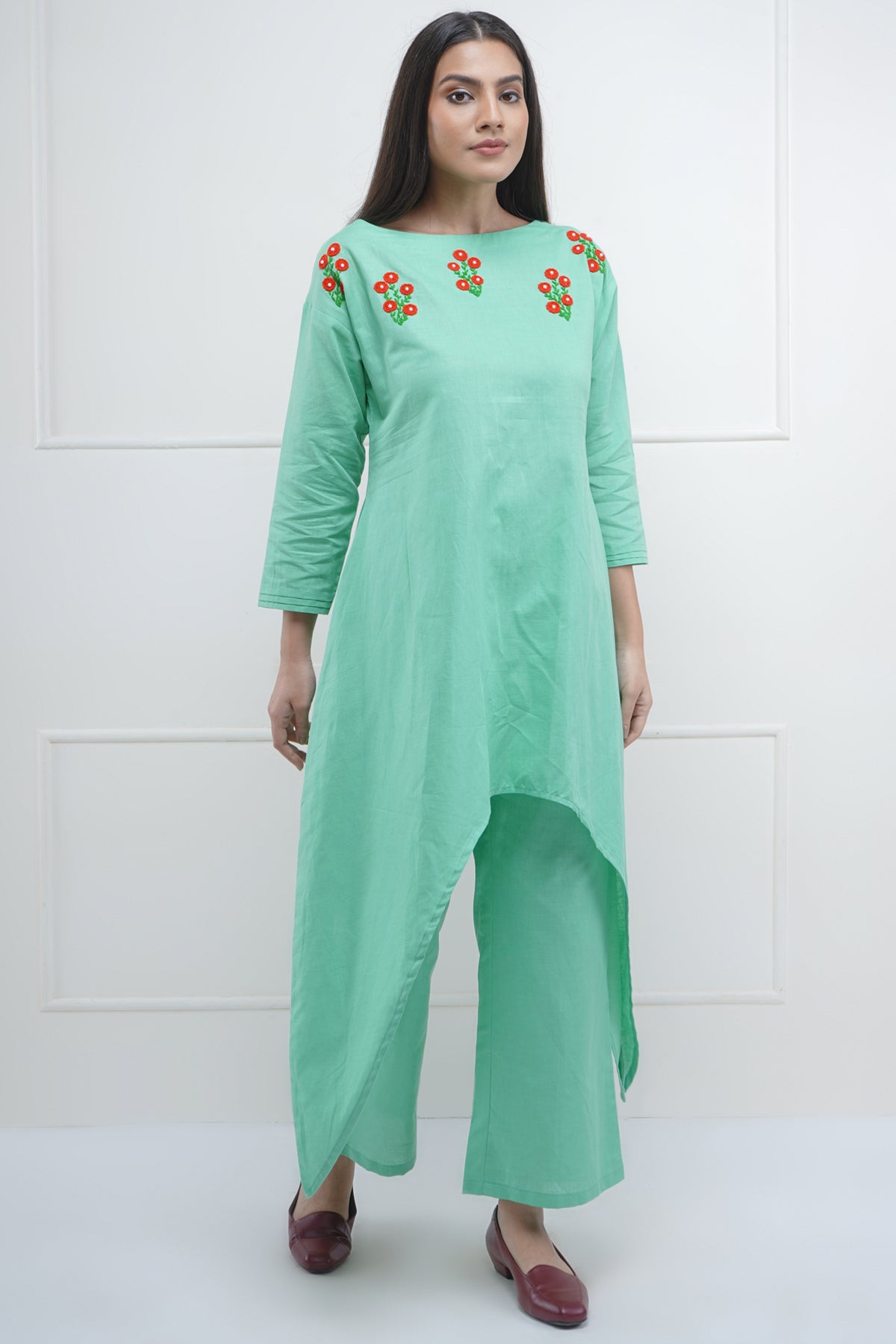 Asymmetric Hand Embroidered Tunic Set