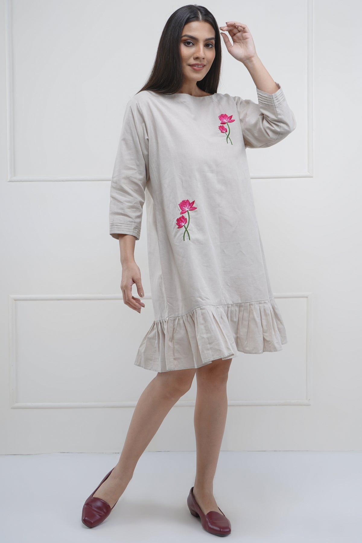 Grey Resham Hand Embroidered Dress