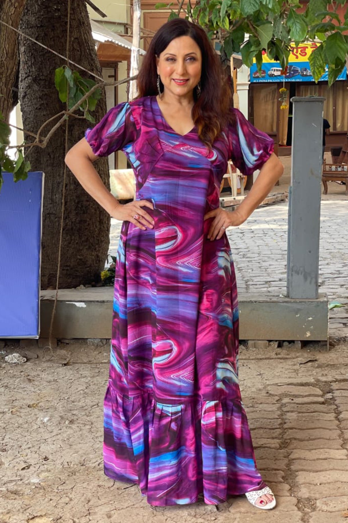 Abstract Printed Maxi Dress