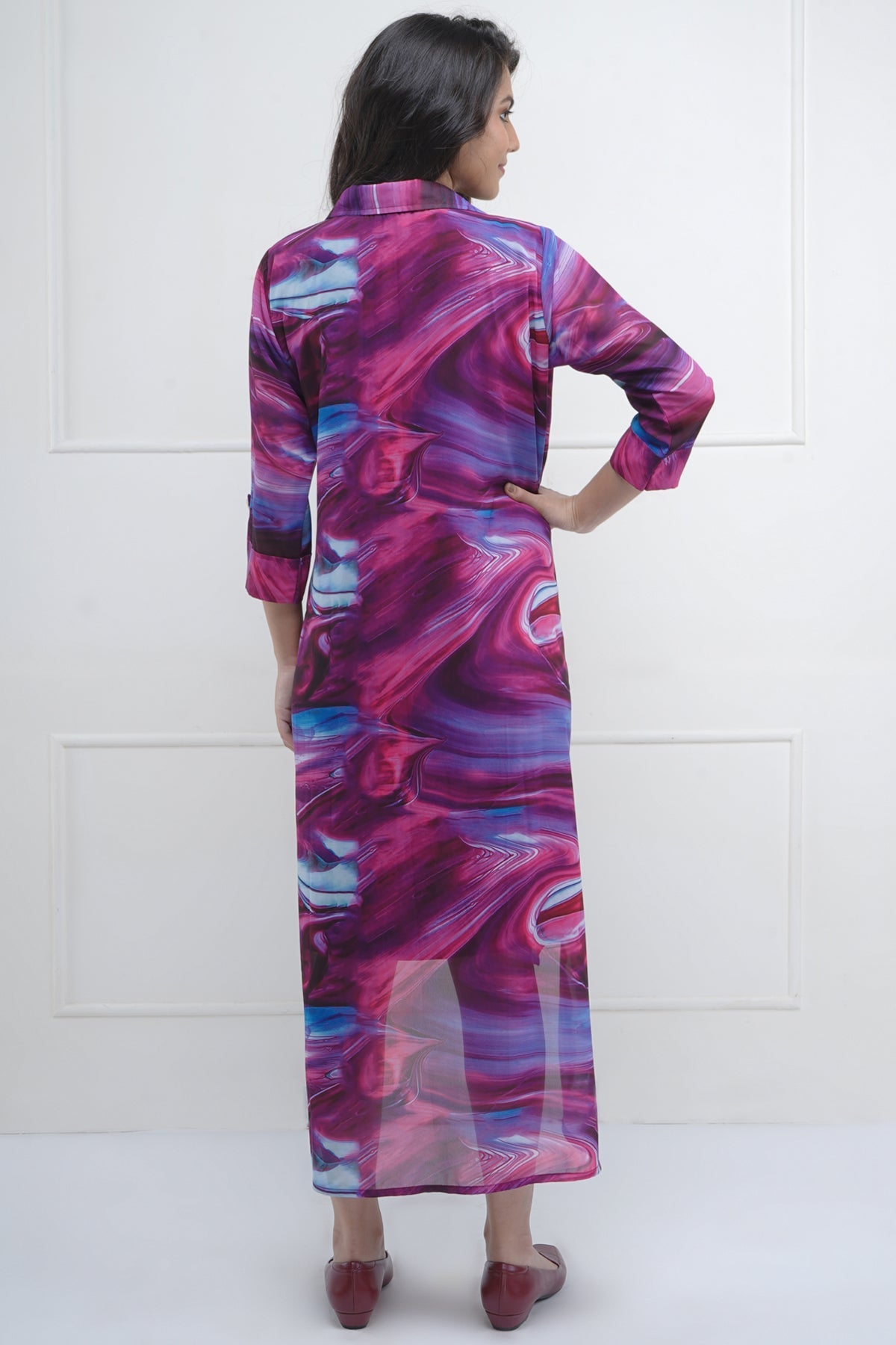 Abstract High Low Print Dress