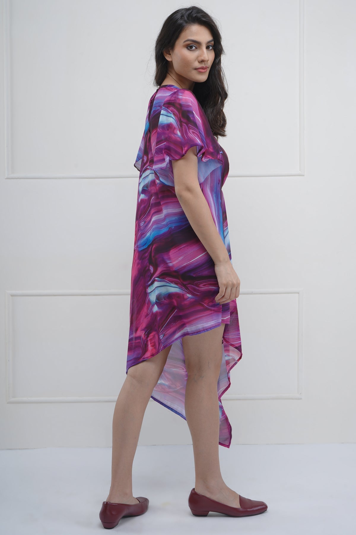 Asymmetric Front Tucked Dress