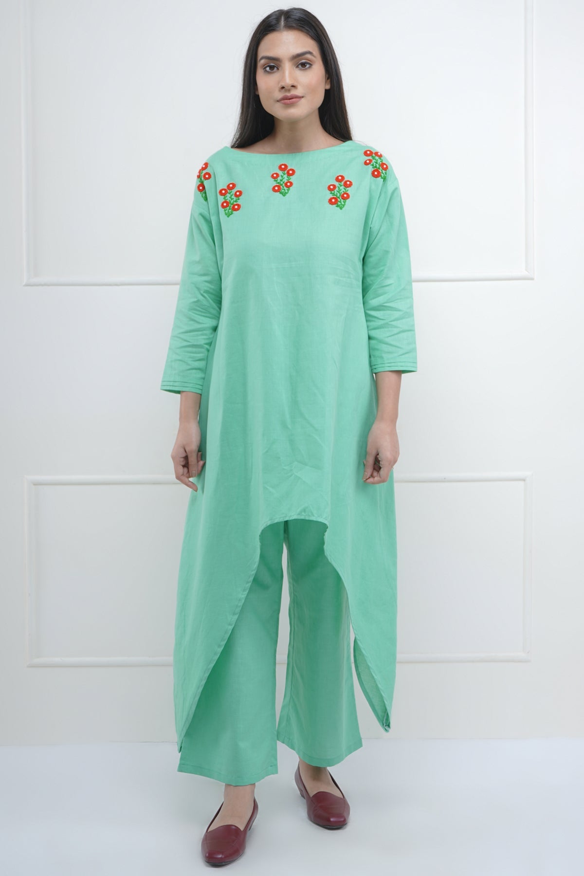 Asymmetric Hand Embroidered Tunic Set