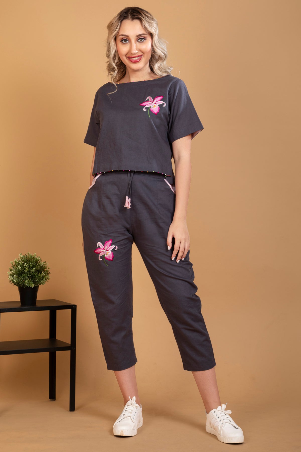 Floral Hand Embroidered Co-ord Set