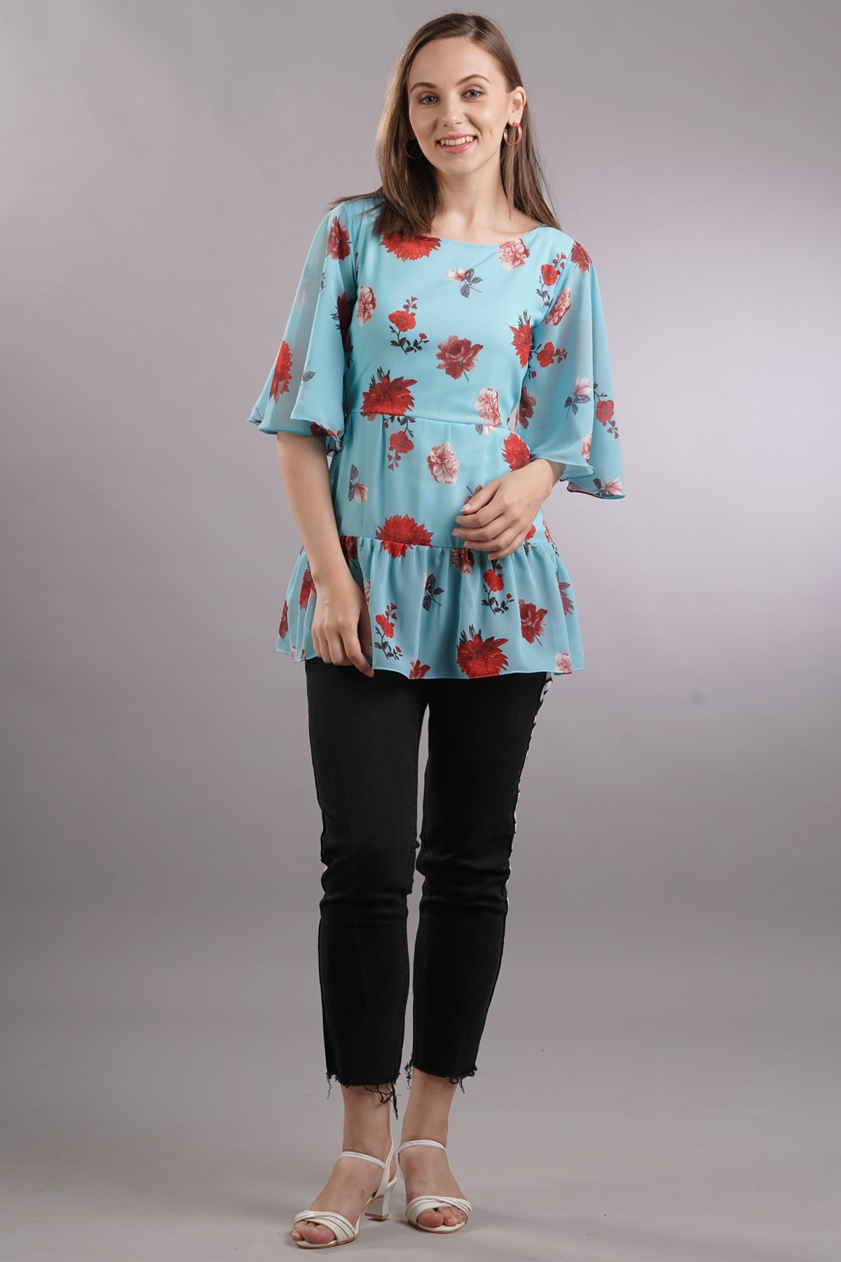 Floral Flared & Tiered Top