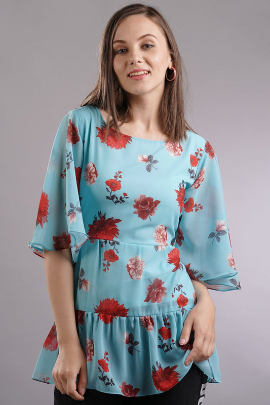 Floral Flared & Tiered Top