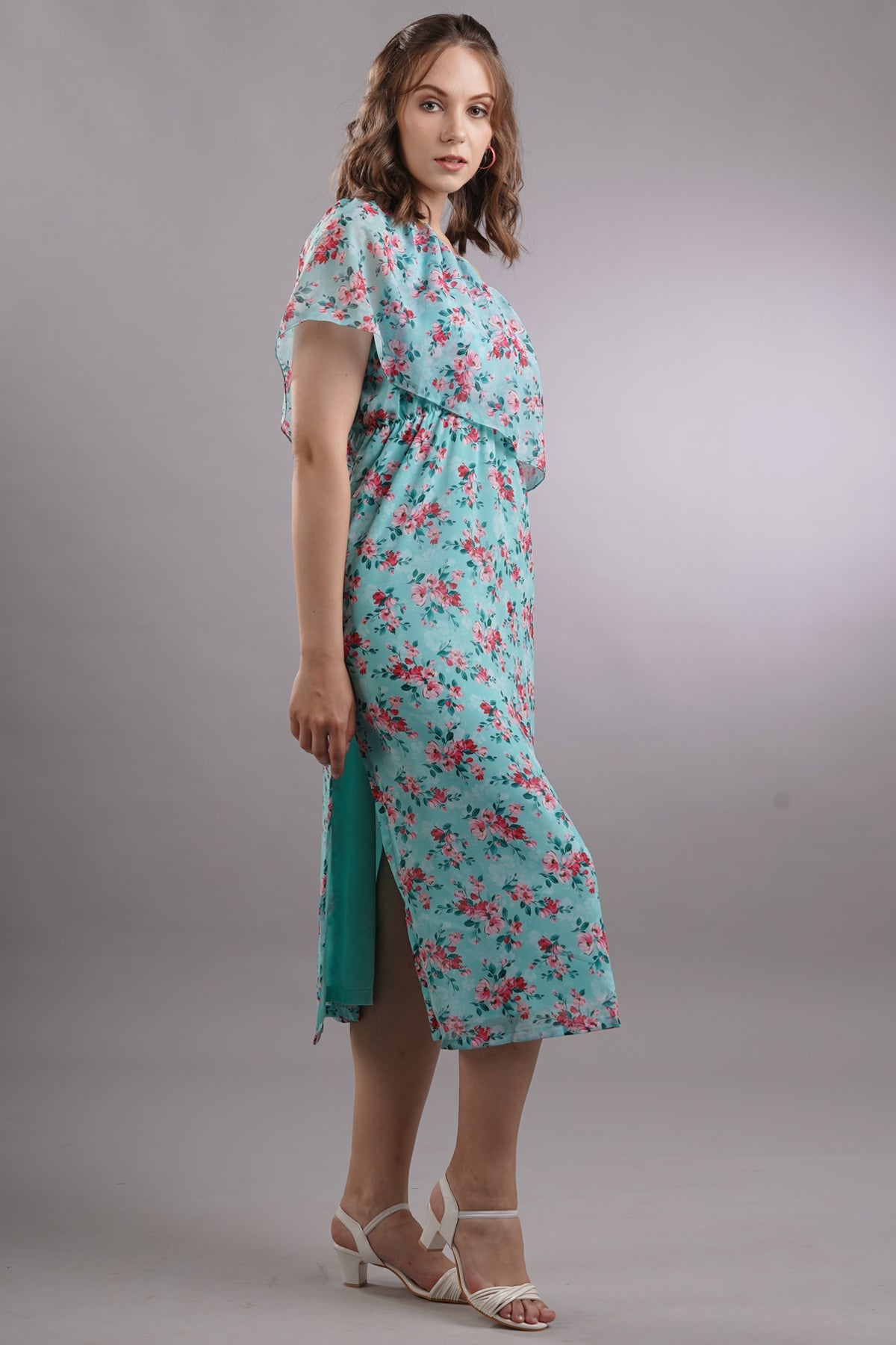 Floral One Shoulder Overlay Dress