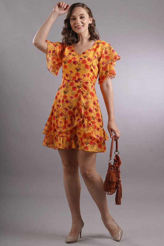 Floral Ruffled Mini Dress