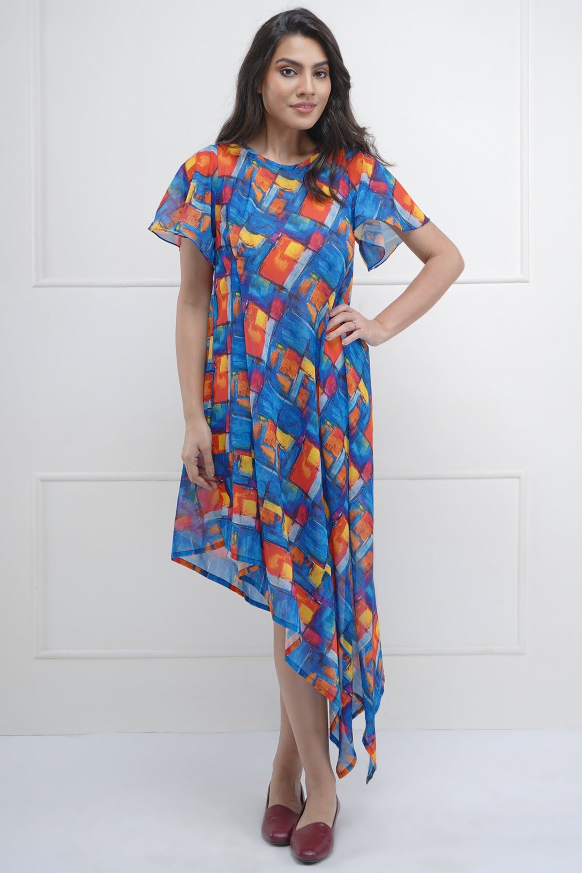 Front Tucked Asymmetric Dress