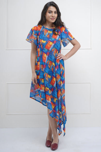 Front Tucked Asymmetric Dress