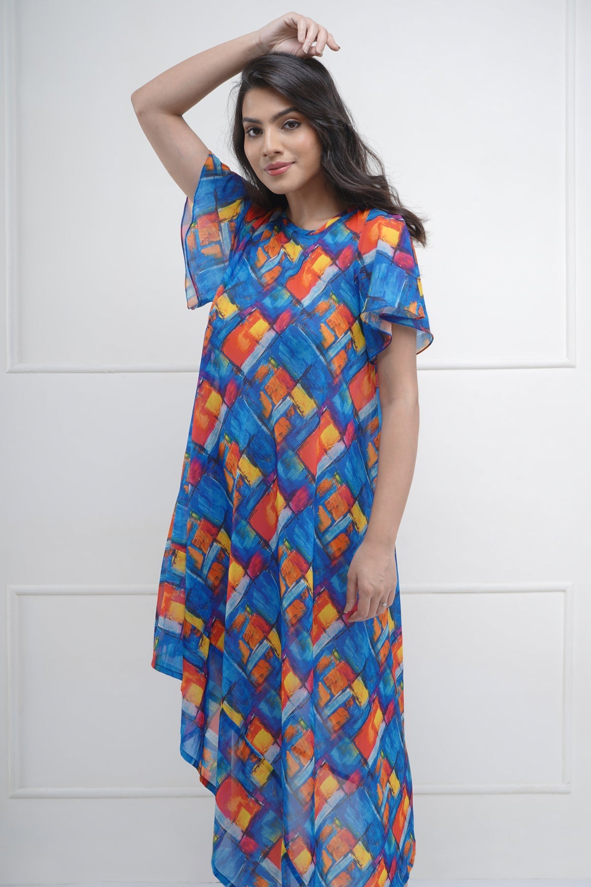 Front Tucked Asymmetric Dress