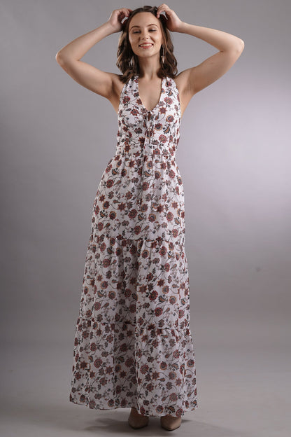 Halter Tie Up Dress with Cape