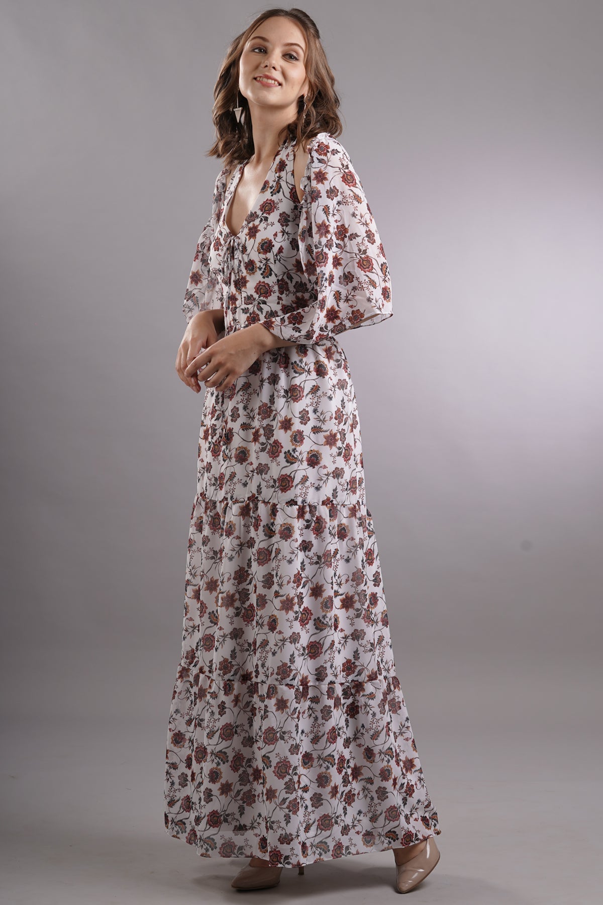 Halter Tie Up Dress with Cape