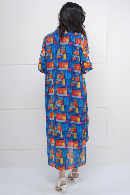 High Low Abstract Print Dress