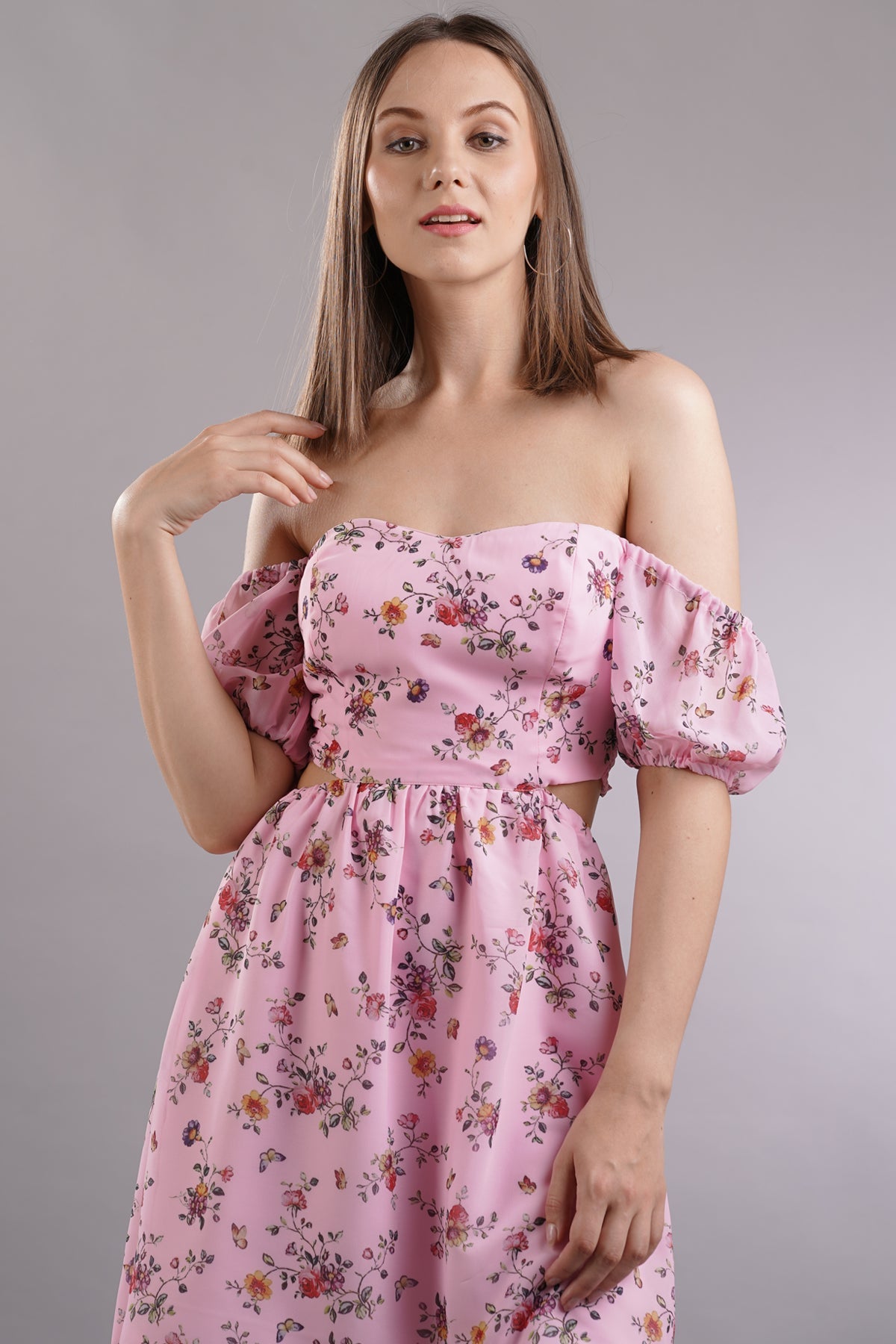 Off Shoulder Puff Sleeves Dress
