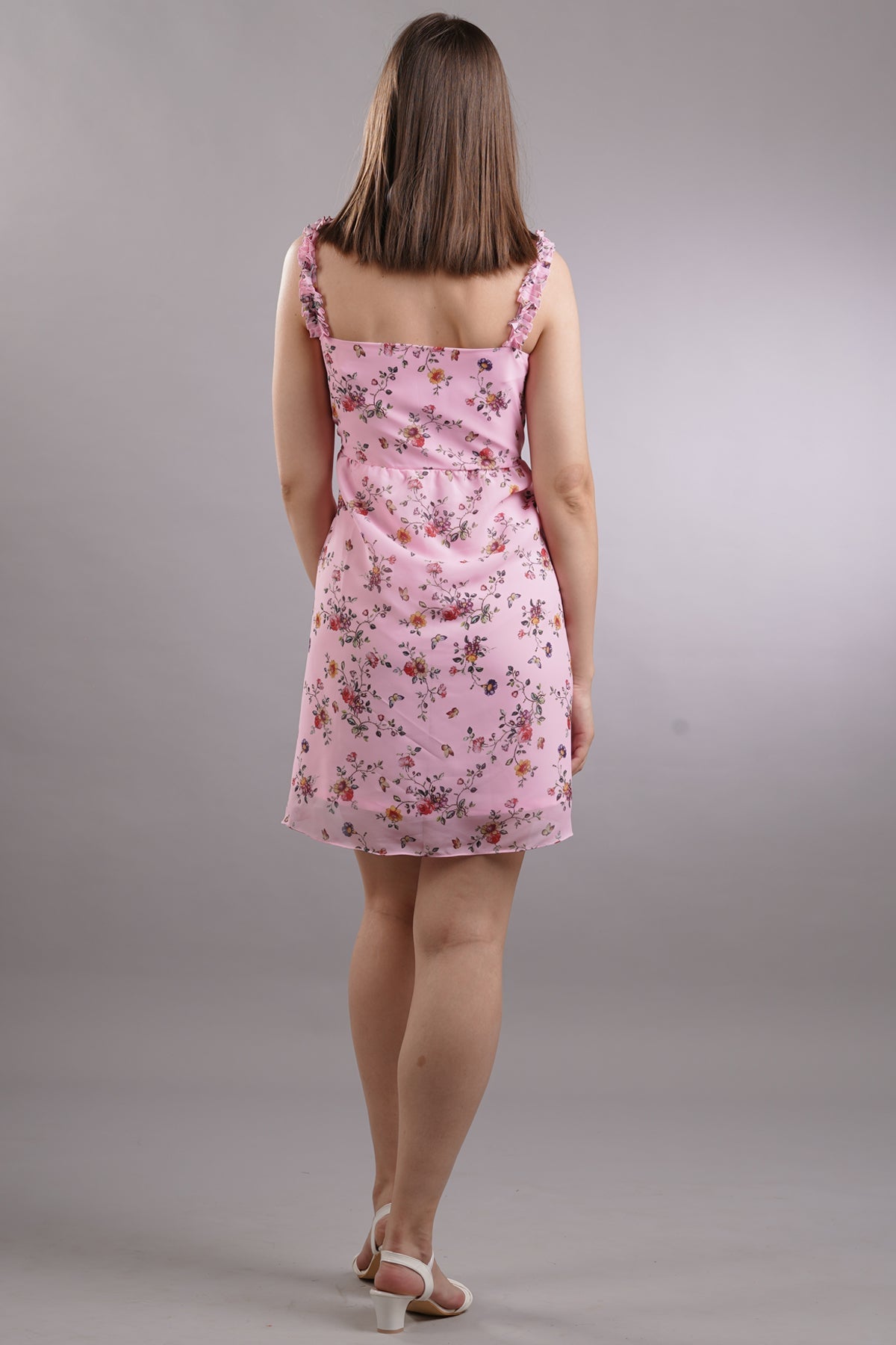 Ruffled Shoulder Floral Dress