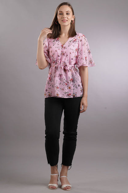 Wrap Around Floral Belted Top